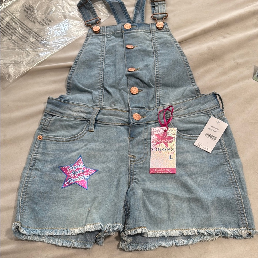 Vigoss Blue Denim Overalls with Distressed Look